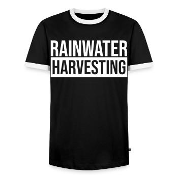 Collection of rainwater - Men's Ringer Shirt - black/white - Front - AI Model Female 172 light (172cm) & AI Model Male 178 light (178cm)