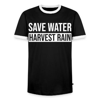 Save Rainwater Harvest - Men's Ringer Shirt - black/white - Front - AI Model Female 172 light (172cm) & AI Model Male 178 light (178cm)