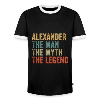 Alexandre l’homme, le mythe - T-shirt contrasté Homme - noir/blanc - Devant - AI Model Female 172 light (172cm) & AI Model Male 178 light (178cm)