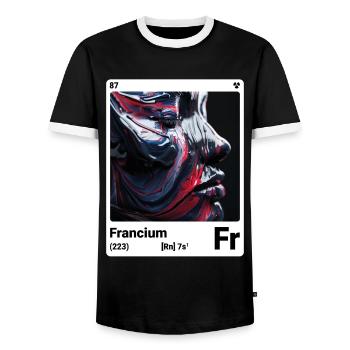 AI am Francium (wt) fashion periodictable nerdy - Men's Ringer Shirt - black/white - Front - AI Model Female 172 light (172cm) & AI Model Male 178 light (178cm)