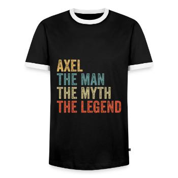 Axel l’homme, le mythe - T-shirt contrasté Homme - noir/blanc - Devant - AI Model Female 172 light (172cm) & AI Model Male 178 light (178cm)
