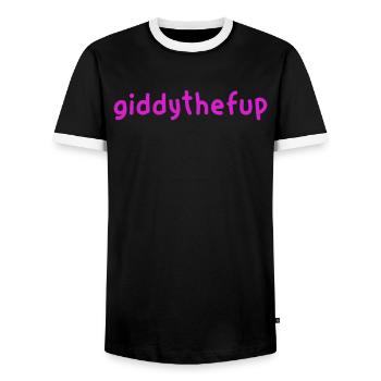 Giddythefup - Courses de chevaux - T-shirt contrasté Homme - noir/blanc - Devant - AI Model Female 172 light (172cm) & AI Model Male 178 light (178cm)