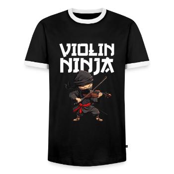Violin Ninja instrument Violin - Männer Kontrast-T-Shirt - Schwarz/Weiß - Vorne - AI Model Female 172 light (172cm) & AI Model Male 178 light (178cm)