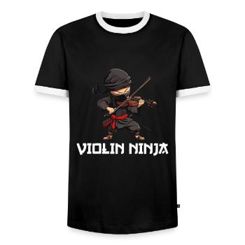 Violin Ninja instrument Violin - Männer Kontrast-T-Shirt - Schwarz/Weiß - Vorne - AI Model Female 172 light (172cm) & AI Model Male 178 light (178cm)