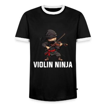 Violin Ninja instrument Violin - Männer Kontrast-T-Shirt - Schwarz/Weiß - Vorne - AI Model Female 172 light (172cm) & AI Model Male 178 light (178cm)