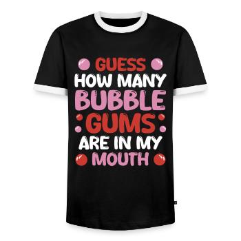 Devinez combien de chewing-gums il y a dans ma bouche - T-shirt contrasté Homme - noir/blanc - Devant - AI Model Female 172 light (172cm) & AI Model Male 178 light (178cm)