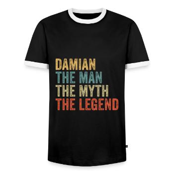 Damien l’homme, le mythe - T-shirt contrasté Homme - noir/blanc - Devant - AI Model Female 172 light (172cm) & AI Model Male 178 light (178cm)