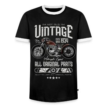 Vintage Motorcycle Bikers Motorbike Birthday 1934 - Men's Ringer Shirt - black/white - Front - AI Model Female 172 light (172cm) & AI Model Male 178 light (178cm)