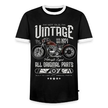 Vintage Motorcycle Bikers Motorbike Birthday 1971 - Men's Ringer Shirt - black/white - Front - AI Model Female 172 light (172cm) & AI Model Male 178 light (178cm)