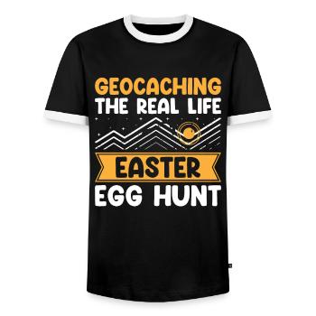 Geocaching Geocache Lustiger Geocacher Geocacher Sayi - Männer Kontrast-T-Shirt - Schwarz/Weiß - Vorne - AI Model Female 172 light (172cm) & AI Model Male 178 light (178cm)