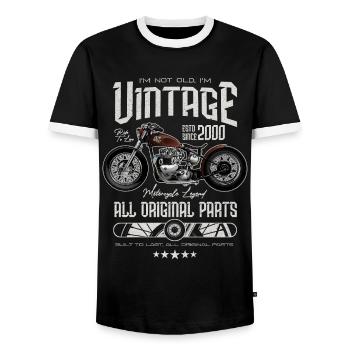 Moto Vintage Moto Moto Anniversaire 2000 - T-shirt contrasté Homme - noir/blanc - Devant - AI Model Female 172 light (172cm) & AI Model Male 178 light (178cm)