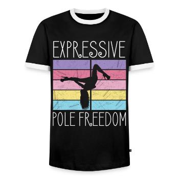 Pole Dance Dancer, Pole Dancing, Pole Dancing - Men's Ringer Shirt - black/white - Front - AI Model Female 172 light (172cm) & AI Model Male 178 light (178cm)