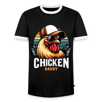 Chicken Daddy For Dad Men Farmer Chicken Love - Men's Ringer Shirt - black/white - Front - AI Model Female 172 light (172cm) & AI Model Male 178 light (178cm)