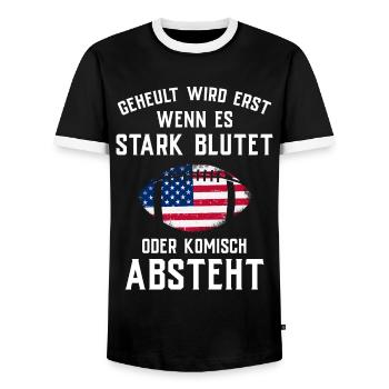 American Football Tshirt Men's Kids Football - Men's Ringer Shirt - black/white - Front - AI Model Female 172 light (172cm) & AI Model Male 178 light (178cm)