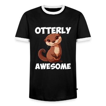 otterly awesome, Otter - Männer Kontrast-T-Shirt - Schwarz/Weiß - Vorne - AI Model Female 172 light (172cm) & AI Model Male 178 light (178cm)