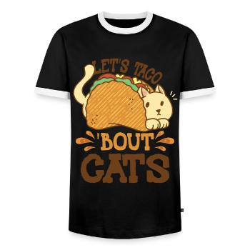 Let's Taco Bout Cats Catlover - Men's Ringer Shirt - black/white - Front - AI Model Female 172 light (172cm) & AI Model Male 178 light (178cm)