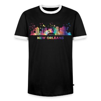 Skyline de la Nouvelle-Orléans Nouvelle-Orléans - T-shirt contrasté Homme - noir/blanc - Devant - AI Model Female 172 light (172cm) & AI Model Male 178 light (178cm)