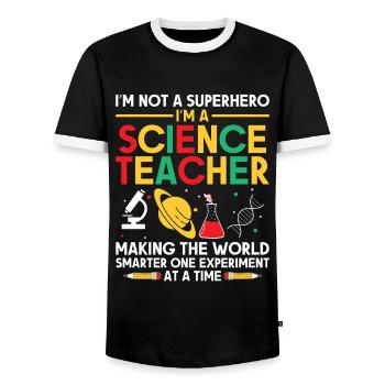 Science Teacher School Teacher Biology Chemistry P - Men's Ringer Shirt - black/white - Front - AI Model Female 172 light (172cm) & AI Model Male 178 light (178cm)