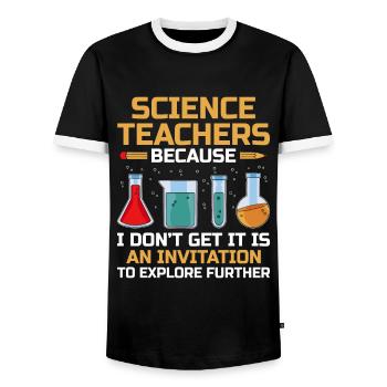 Science Teacher School Teacher Biology Chemistry P - Men's Ringer Shirt - black/white - Front - AI Model Female 172 light (172cm) & AI Model Male 178 light (178cm)