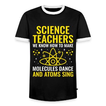 Science Teacher School Teacher Biology Chemistry P - Men's Ringer Shirt - black/white - Front - AI Model Female 172 light (172cm) & AI Model Male 178 light (178cm)