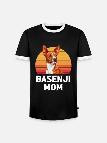 basenji mom, basenji - Männer Kontrast-T-Shirt - Schwarz/Weiß