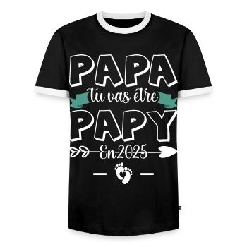 Zukünftiger Großvater, Papa, du wirst Opa 2025 - Männer Kontrast-T-Shirt - Schwarz/Weiß - Vorne - AI Model Female 172 light (172cm) & AI Model Male 178 light (178cm)
