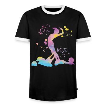 Artistic Swim Team Synchronschwimmen - Männer Kontrast-T-Shirt - Schwarz/Weiß - Vorne - AI Model Female 172 light (172cm) & AI Model Male 178 light (178cm)