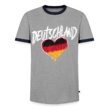 Allemagne Allemagne Allemand GER Almanya Alemania - T-shirt contrasté Homme - gris/marine  - Devant - AI Model Female 172 light (172cm) & AI Model Male 178 light (178cm)