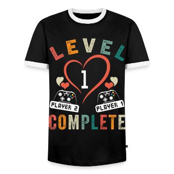 Level 1 Complete 1er Anniversaire Mariage 1 Année - T-shirt contrasté Homme - noir/blanc - Devant - AI Model Female 172 light (172cm) & AI Model Male 178 light (178cm)
