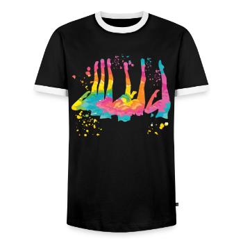 Artistic Swim Team Synchronschwimmen - Männer Kontrast-T-Shirt - Schwarz/Weiß - Vorne - AI Model Female 172 light (172cm) & AI Model Male 178 light (178cm)