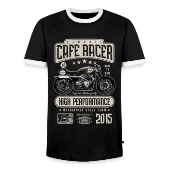 Cafe Racer Motorcycle Birthday Biker Born 2015 - Men's Ringer Shirt - black/white - Front - AI Model Female 172 light (172cm) & AI Model Male 178 light (178cm)