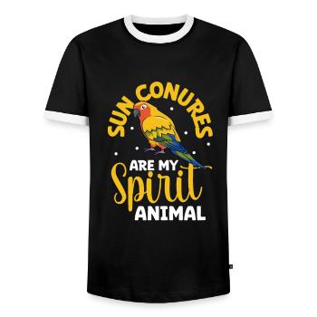 Favorite animal - Sun parakeet - Men's Ringer Shirt - black/white - Front - AI Model Female 172 light (172cm) & AI Model Male 178 light (178cm)