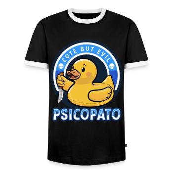 SÜSS ABER BÖSE: PSYCHOPAT Halloween Creepy Horror - Männer Kontrast-T-Shirt - Schwarz/Weiß - Vorne - AI Model Female 172 light (172cm) & AI Model Male 178 light (178cm)