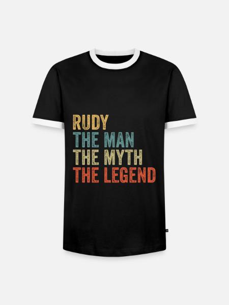 Rudy the man the myth - Men's Ringer Shirt - black/white