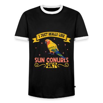 I love my sun parakeet - Men's Ringer Shirt - black/white - Front - AI Model Female 172 light (172cm) & AI Model Male 178 light (178cm)