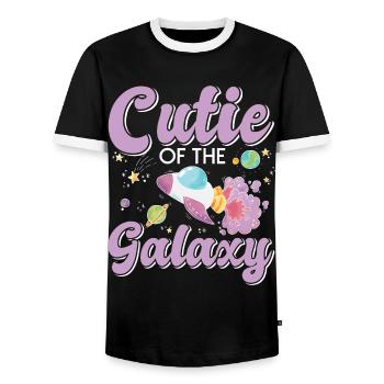Galaktisch Süß: "Cutie of the Galaxy Mädchen, Girl - Männer Kontrast-T-Shirt - Schwarz/Weiß - Vorne - AI Model Female 172 light (172cm) & AI Model Male 178 light (178cm)