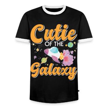 Galaktisch Süß: "Cutie of the Galaxy Mädchen, Girl - Männer Kontrast-T-Shirt - Schwarz/Weiß - Vorne - AI Model Female 172 light (172cm) & AI Model Male 178 light (178cm)