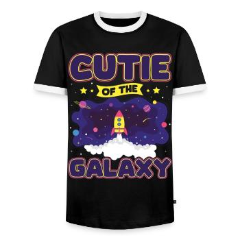 Galaktisch Süß: "Cutie of the Galaxy Mädchen, Girl - Männer Kontrast-T-Shirt - Schwarz/Weiß - Vorne - AI Model Female 172 light (172cm) & AI Model Male 178 light (178cm)