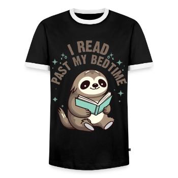 Je lis après le coucher lire paresseux - T-shirt contrasté Homme - noir/blanc - Devant - AI Model Female 172 light (172cm) & AI Model Male 178 light (178cm)