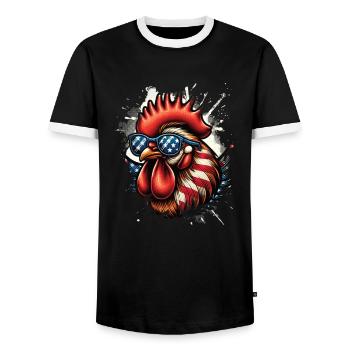 Big Chicken Cool Chicken Usa Chicken - T-shirt contrasté Homme - noir/blanc - Devant - AI Model Female 172 light (172cm) & AI Model Male 178 light (178cm)