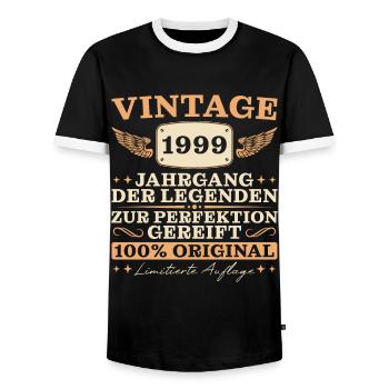 Vintage 1999 Jahrgang Retro Geburtstag - Männer Kontrast-T-Shirt - Schwarz/Weiß - Vorne - AI Model Female 172 light (172cm) & AI Model Male 178 light (178cm)