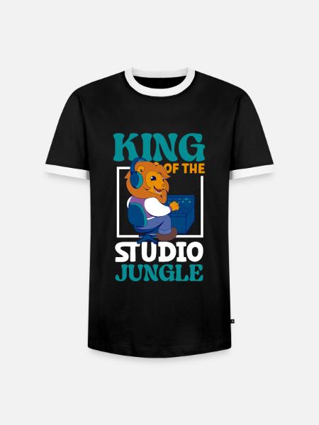 Löwe am Mischpult - Tontechnik - Männer Kontrast-T-Shirt - Schwarz/Weiß