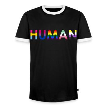 Gender Lesben, Schwule, Trans, Queer Regenbogen - Männer Kontrast-T-Shirt - Schwarz/Weiß - Vorne - AI Model Female 172 light (172cm) & AI Model Male 178 light (178cm)