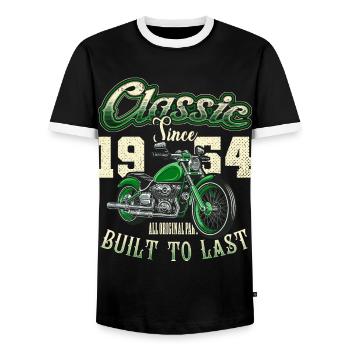 Motorcycle Bikers Motorbike Birthday Born In 1954 - Men's Ringer Shirt - black/white - Front - AI Model Female 172 light (172cm) & AI Model Male 178 light (178cm)
