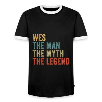 Wes l’homme le mythe - T-shirt contrasté Homme - noir/blanc - Devant - AI Model Female 172 light (172cm) & AI Model Male 178 light (178cm)