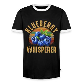 blueberry whisperer, blueberry - Männer Kontrast-T-Shirt - Schwarz/Weiß - Vorne - AI Model Female 172 light (172cm) & AI Model Male 178 light (178cm)