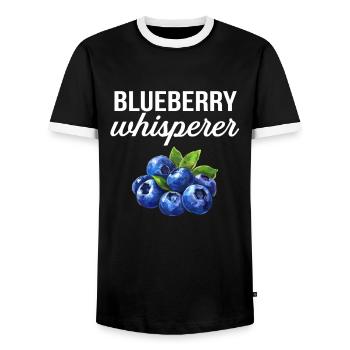 blueberry whisperer, blueberry - Männer Kontrast-T-Shirt - Schwarz/Weiß - Vorne - AI Model Female 172 light (172cm) & AI Model Male 178 light (178cm)