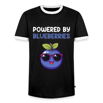 powered by blueberries, blueberry - Männer Kontrast-T-Shirt - Schwarz/Weiß - Vorne - AI Model Female 172 light (172cm) & AI Model Male 178 light (178cm)