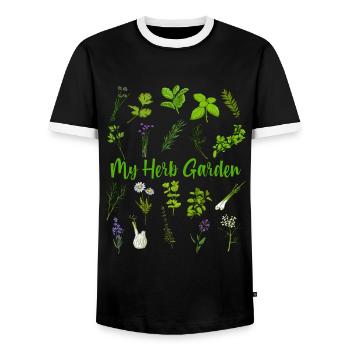 My Herb Garden - Medicinal Herbs - Men's Ringer Shirt - black/white - Front - AI Model Female 172 light (172cm) & AI Model Male 178 light (178cm)