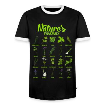 Healing powers of nature - herbs - Men's Ringer Shirt - black/white - Front - AI Model Female 172 light (172cm) & AI Model Male 178 light (178cm)